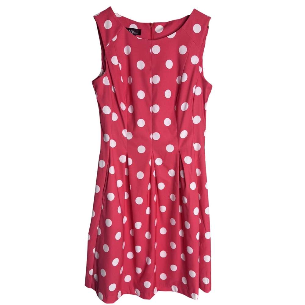 AGB Pink Polka Dot Dress Size 10 Vintage Inspired 50s Barbiecore Garden Party